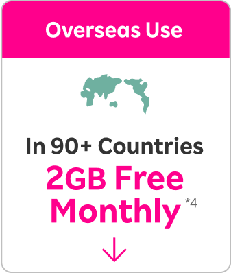 Overseas Use In 90+Countries 2GB Free Monthly *3