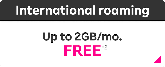 International roaming Up to 2GB/mo. FREE*2