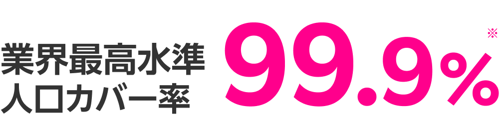 業界最高水準人口カバー率99.9%