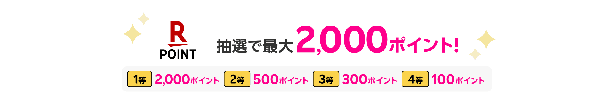 抽選で最大2,000ポイント!（1等：2,000ポイント、2等：500ポイント、3等：300ポイント、4等：100ポイント）