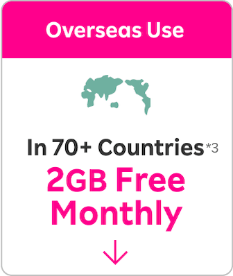 Overseas Use In 70+Countries 2GB Free Monthly *3